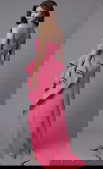 Strapless Peplum Gown With Sculpted Ruffle Detail