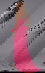 Back View Strapless Peplum Gown With Tailored Seam Finish