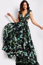 Model in Jovani 39420 dress showing front view