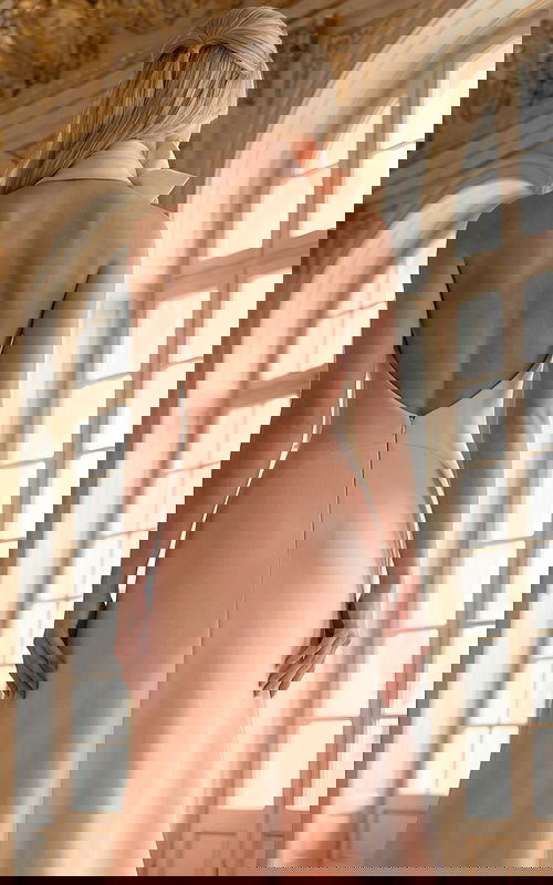 backless pink halter neckline dress 39670