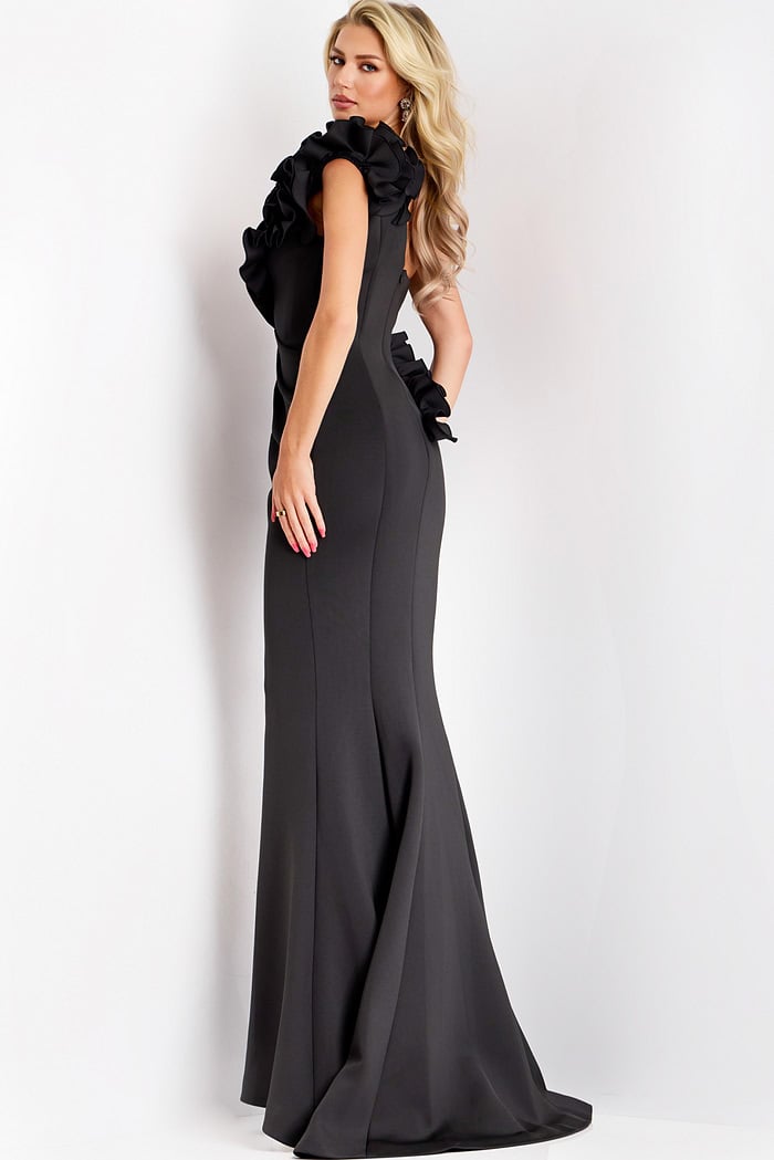 One Shoulder Mermaid Dress With 3D Floral Ruffles 39751 | Jovani