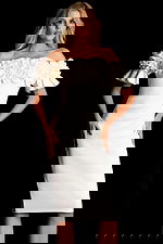 white ruffled neck short dress 39752