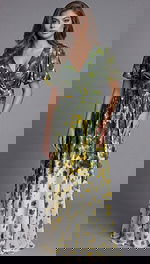 multi color v neckline evening dress 39813