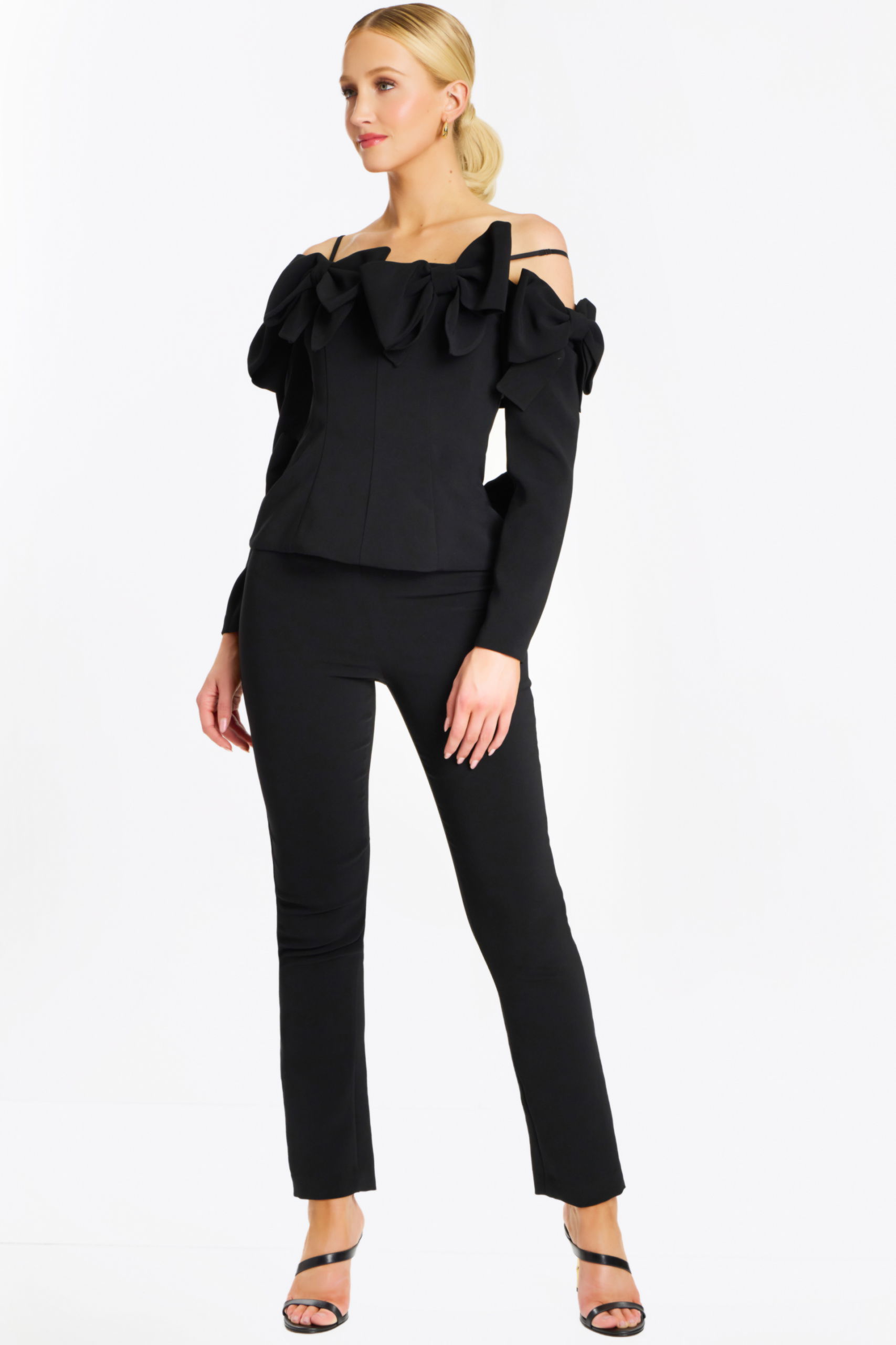 Off-Shoulder Bow-Accented Pant Suit 39840 Jovani