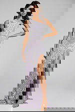 lilac high slit one shoulder dress 39895