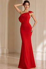 one shoulder fitted dress with bow details 39971