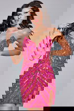 Model wearing Embellished Sweetheart Neckline Mini Dress 40003