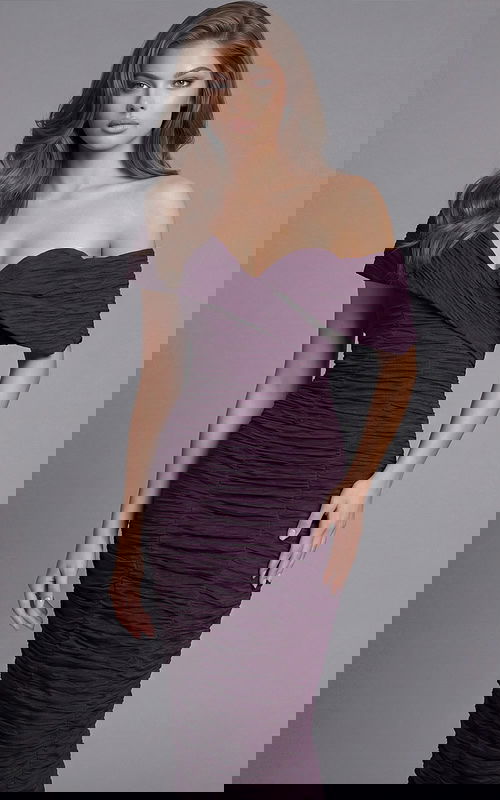 off shoulder pletaed dress 40040