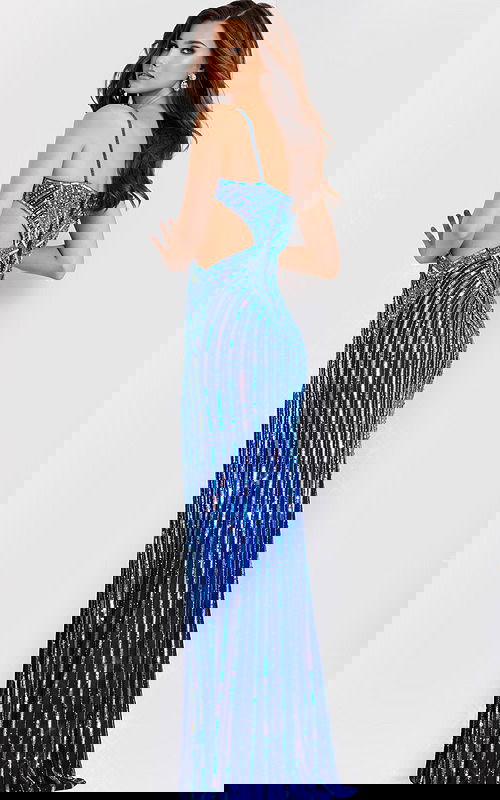 back of high slit embellished royal dress 40060