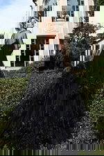 Yellow Tulle Strapless Gown with Floral Appliqués 40092 - Image 4