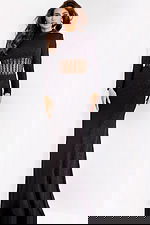 Long sleeve evening dress with corset illusion waist