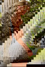 One Shoulder Fringe Mini Dress with Cutout 40187 | Jovani