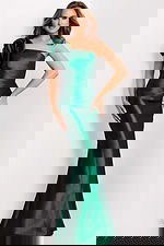 mermaid taffeta green dress with floral detail 40206