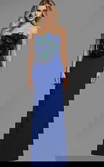 strapless blue fitted dress 40214