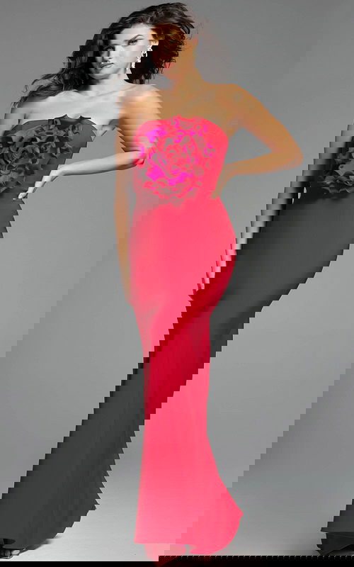 red jersey dress with rosette details 40214