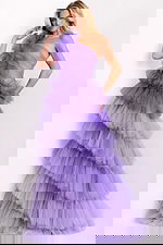 pageant dress with floral detail on the shoulder 40220