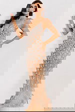 v neckline beaded dress 40280