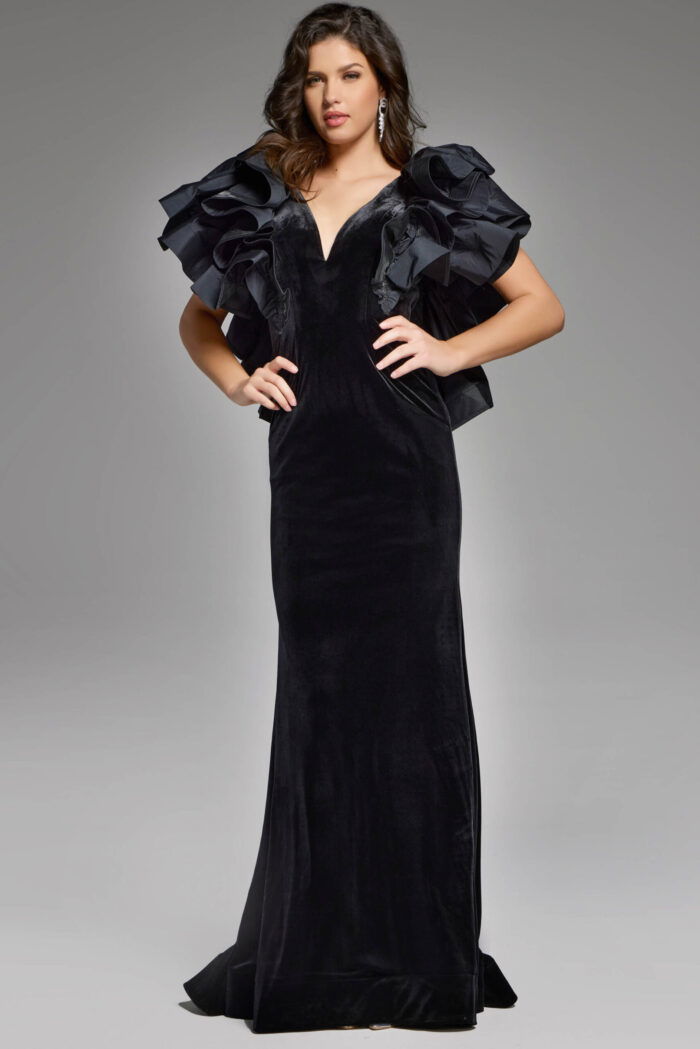 Sophisticated black velvet gown for special occasions
