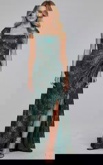 green high slit dress 40295