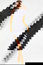 high neck midi black contemporary dress 40300