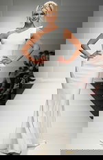 sheath one sholder white gown 40301