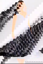 Textured V-neck formal dress with high-low hem