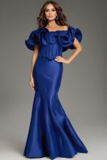国産品 Ruffled with Gown Mermaid Off-the-Shoulder Bodice Jovani | 40324 ワンピース