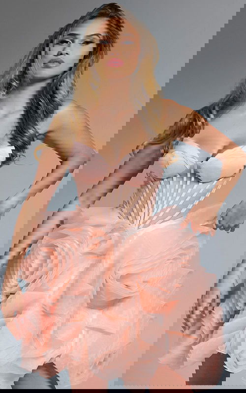 Model wearing Jovani dress 40345.