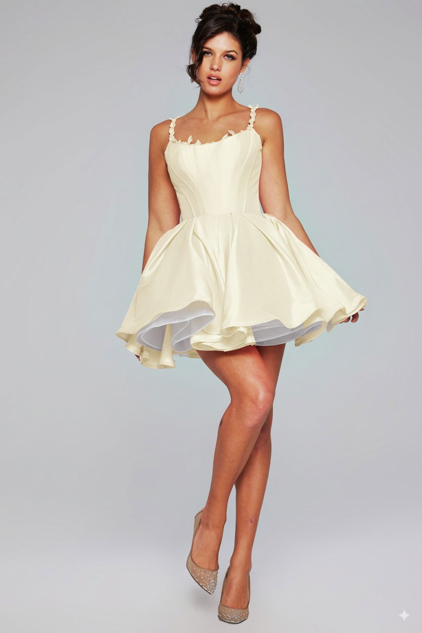 Ivory Fit and Flare Homecoming Dress 40379 Jovani