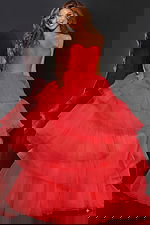 strapless red ball gown 40394