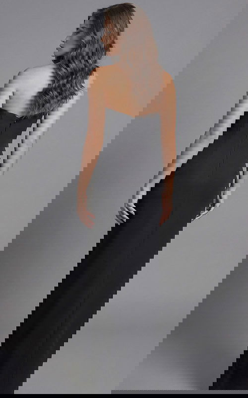 Back View Strapless Column Gown With Seam Detail