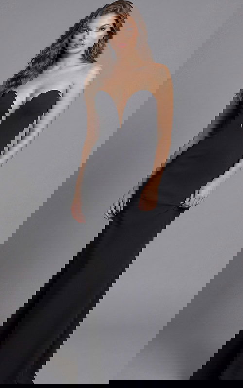 Strapless Column Gown With Deep Plunge Neckline