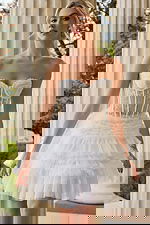 Exquisite Off-White Strapless Lace and Tulle Mini Dress 40580 - Image 3