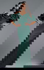 green off the shoulder dress 40596