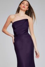 details of Jovani 40598 purple mermaid gown with strapless design