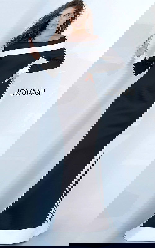 black and white long sleeve dress 4062