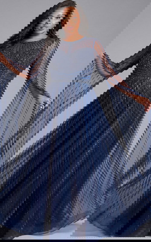 sheer beaded high neck ball gown 40629