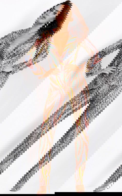 Patterned glitter blazer and pants set