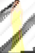 Sequin Green Gown With High Slit