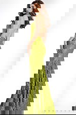 Open Back Green Dress With Spaghetti Straps