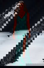 green embellished fitted dress 40755