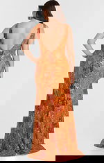 low v back orange dress 40757