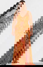 v neckline high slit dress 40757