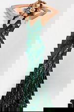 Emerald Green Sequin Gown With V Neck