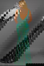 Plus Size V Neck Sequin Evening Gown 40766 - Image 3