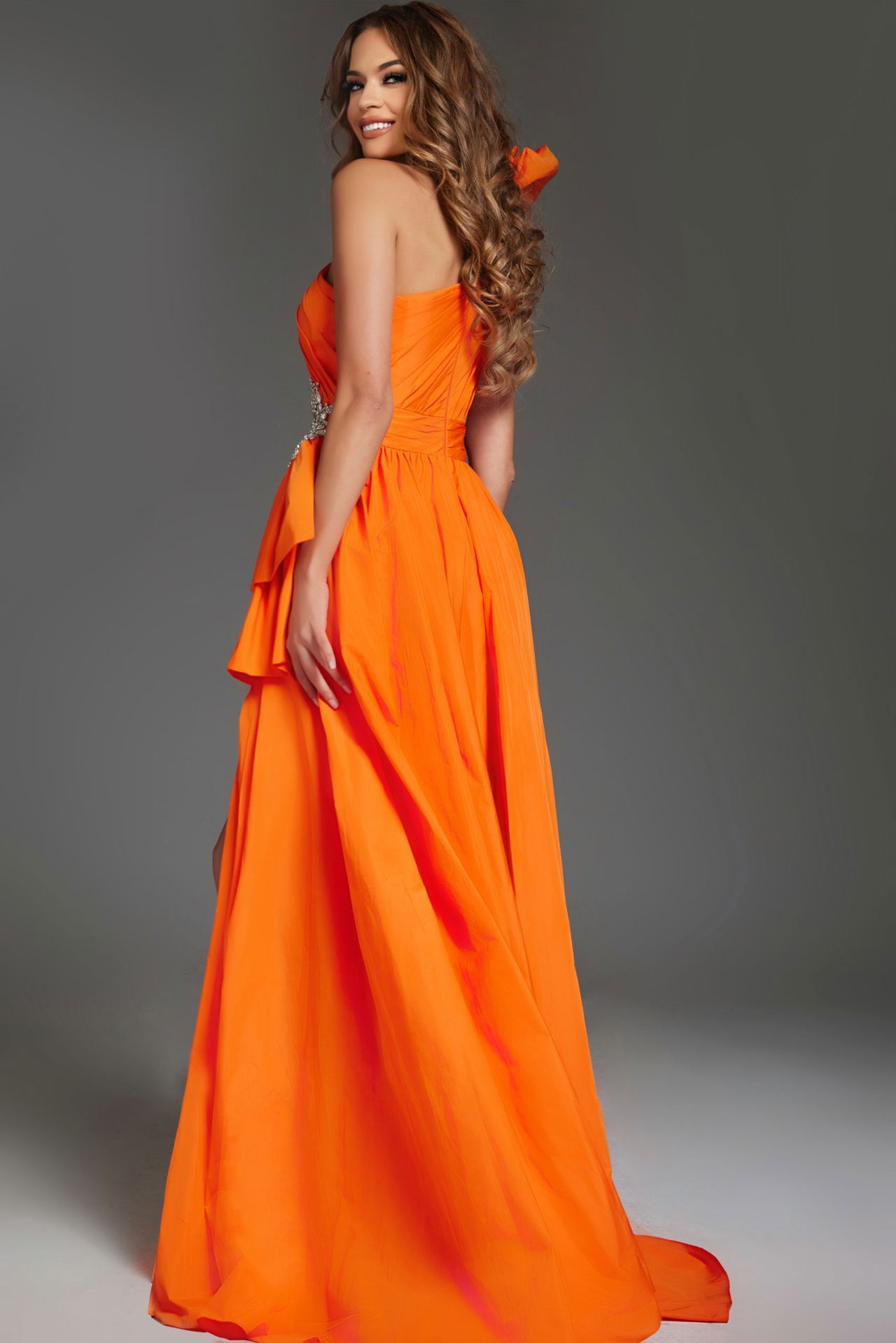 THEREDTHREAD / ザレッドスレッド】V slit long dress fog