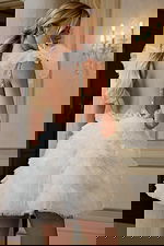 Plunging Tulle Mini Dress with Ruffle Skirt 41001 - Image 2