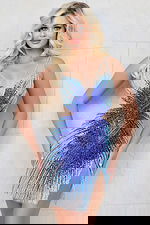 model wearing Jovani 41171 front view embellished mini dress