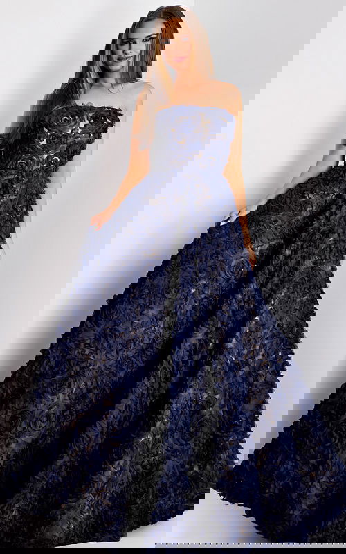 strapless navy ball gown 41188