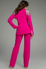 Elegant fuchsia suit showcasing a modern cropped blazer with structured accents